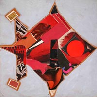 Aquilone rosso, 1965, collage su carta, cm 32x32